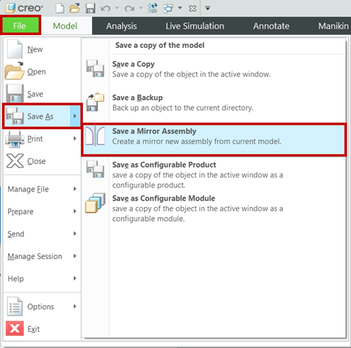 mirrored assembly_ dialog box