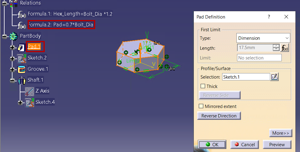 rename parameters and add formulas.
